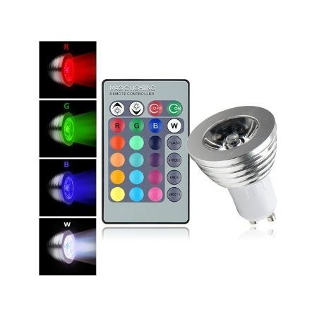 Faretto led rgb con telecomando segnapasso 3w multicolore