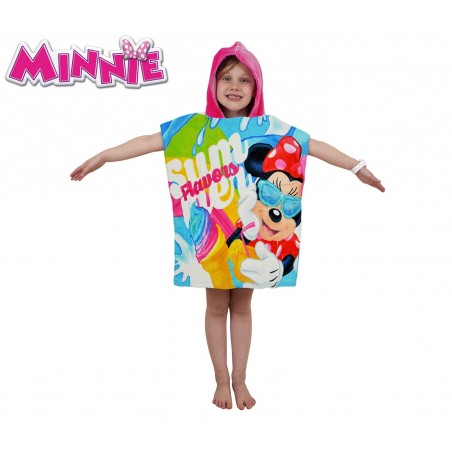 WD16951 Accappatoio poncho in cotone Minnie Mouse con cappuccio 120 x 60 cm