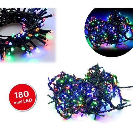 499111 Luci natalizie MULTICOLORE 180 led 8 giochi di luci cavo Verde