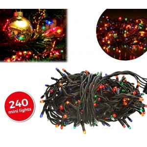 013546 Luci natalizie multicolore 240 luci 8 giochi di luci cavo Verde