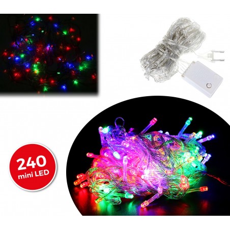 499678 Luci natalizie MULTICOLORE 240 led 8 giochi di luci cavo trasparente