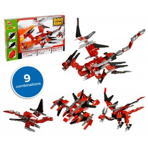 37793 Playset mattoncini DINO ROBOT 9 combinazioni rosso 198 pz da assemblare 