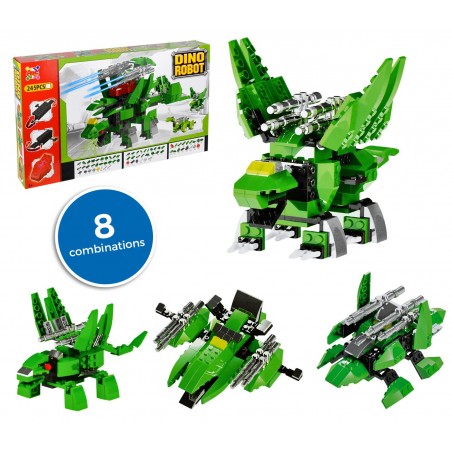 37793 Playset mattoncini DINO ROBOT 8 combinazioni  verde 245 pz da assemblare 