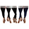 Set 5 leggings donna effetto termico felpato ass. 3 neri 2 blu NEPTUNE collant