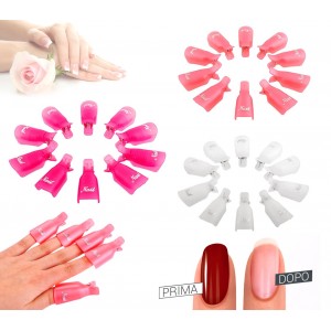 3422 Kit 10 clip rimuovi gel e semipermanente per unghie nail art