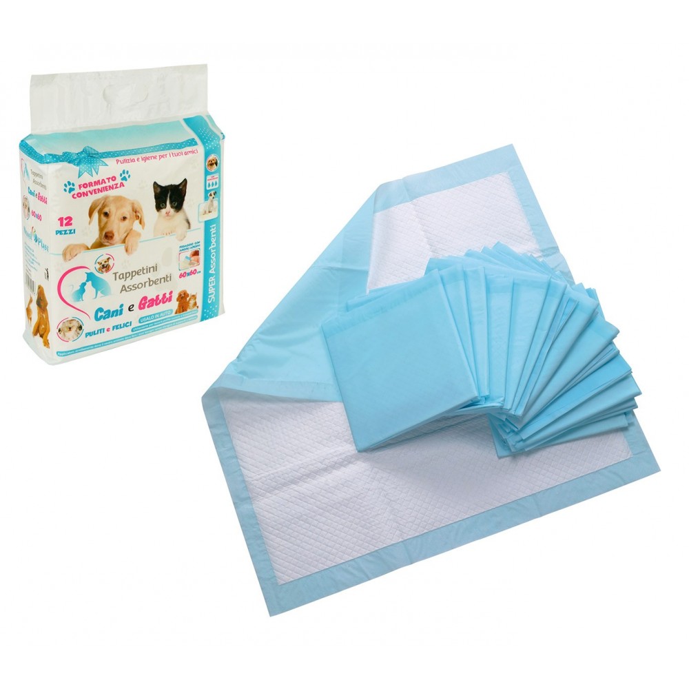 629313 Pack 12 traverse assorbenti per cani e gatti 60x60 cm odori
