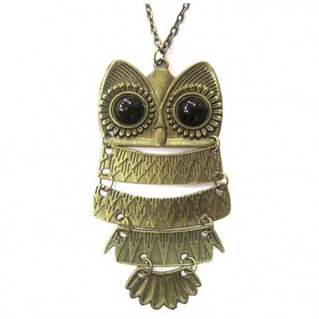 Collana 75 cm lunga vintage ciondolo charm gufo gufetto owl bronzo Necklace