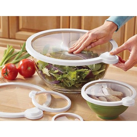 Coperchi in Silicone 3 Pezzi Dimensioni Diverse Coperchi a Ventosa Riutilizzabili Coperchio per Microonde Ciotole Pentole Padelle Forno Frigorifero