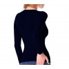 Maglia donna mod. Lisa 615256 slim fit con interno felpato scollo a v