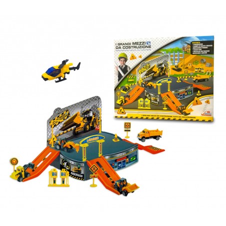 Playset CANTIERE IN COSTRUZIONE 121837 CIGIOKI con elicottero e automezzi