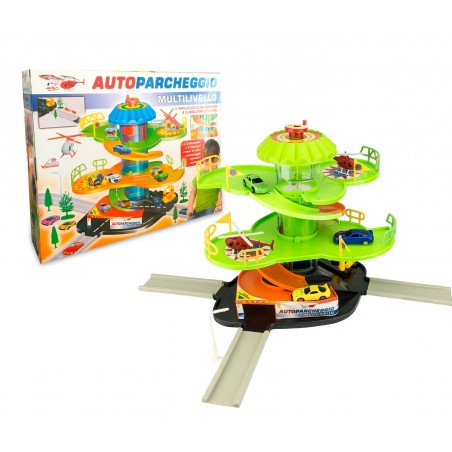 Playset parcheggio auto multilivello 102303 con ascensore elicotteri ed auto