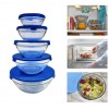 Set 5 contenitori in vetro impilabili ciotole cooking bowl per microonde BLU