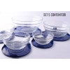 Set 5 contenitori in vetro impilabili ciotole cooking bowl per microonde BLU