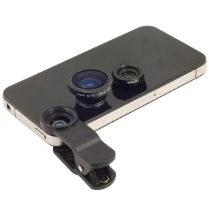 Set 2 lenti per obiettivo smartphone con 3 effetti e pinza universali FishEye Grandangolo Macro