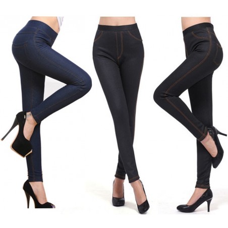 Leggings denim JEGGINGS felpati con pelliccia elasticizzato in