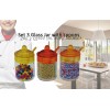 Set 3 contenitori in vetro con coperchio e cucchiaio colorato barattoli porta spezie da cucina