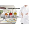 Set 3 contenitori in vetro con coperchio e cucchiaio colorato barattoli porta spezie da cucina