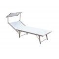 Lettino prendisole alluminio con parasole LUXURIOUS Beach 180X60X40 cm BIANCO