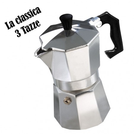 Caffettiera moka classica 3 tazze caffè espresso fatto in casa