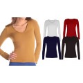 Pack 5 maglie termiche VKA25 interno felpato ass. Luna scollo a V da donna