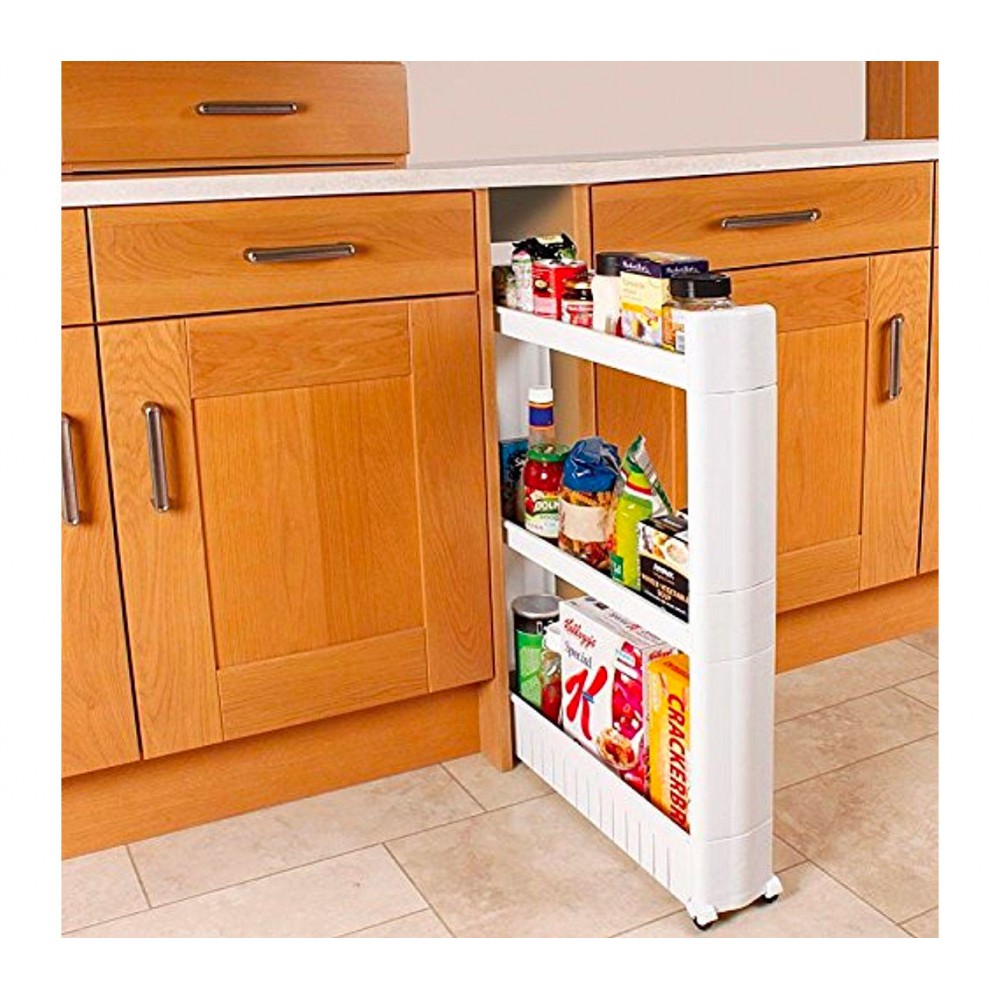 Organizzatori per mobili da cucina a 2 livelli, cassetti scorrevoli per l'organizzazione dell'armadietto, dispensa, vasi, soluzione per riporre oggetti in bagno