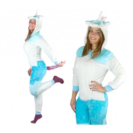 Pigiama Animali Unisex intero a tuta interamente felpato Unicorno da XS a XL