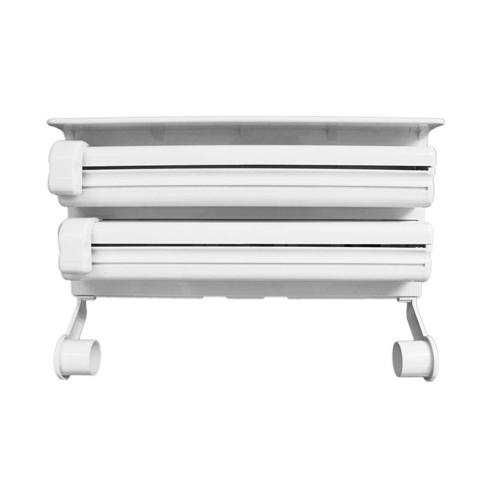 Porta Alluminio Pellicola Carta Forno Porta Pellicola Cucina 4 In 1 | Taglia Rotoli Con Speziere | Montaggio A Parete Grigio Design Multifunzionale ABS