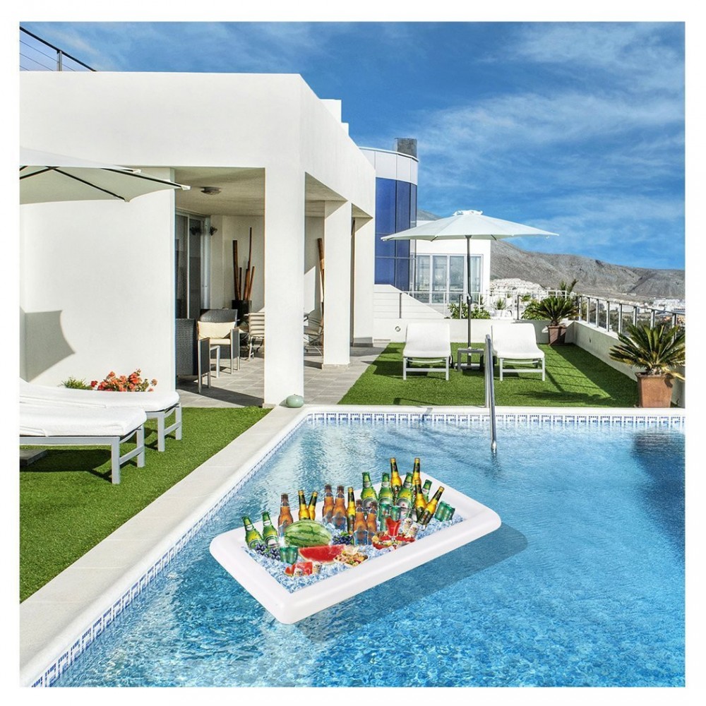 Letto Abbronzante Gonfiabile In PVC Con Cuscino E Portabevande – 176x110 Cm, Perfetto Per Piscina E Spiaggia