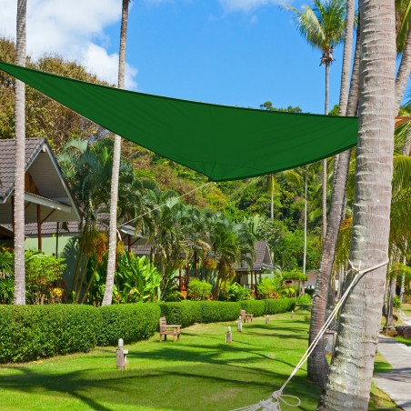 Sonnensegel Dreieckig 5x5x5 M – Aus HDPE, Grün, Mit Ankerösen, Für Terrasse & Garten