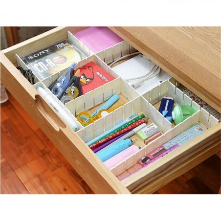 Pack 3 Divisori organizer componibili per cassetti in plastica 50x435mm