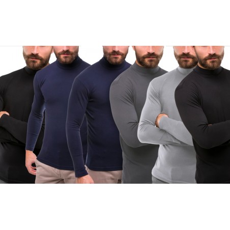 Pack 5 Maglie da uomo mod. Robert VKA28 interno felpato slim fit a mezzo collo