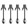 Set di 4x Cucchiaini da caffè te forma di gatto con clip appoggio acciaio inox