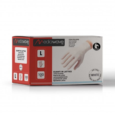 Pack 500 pz guanti in LATTICE monouso BIANCHI con talco uso cucina medico