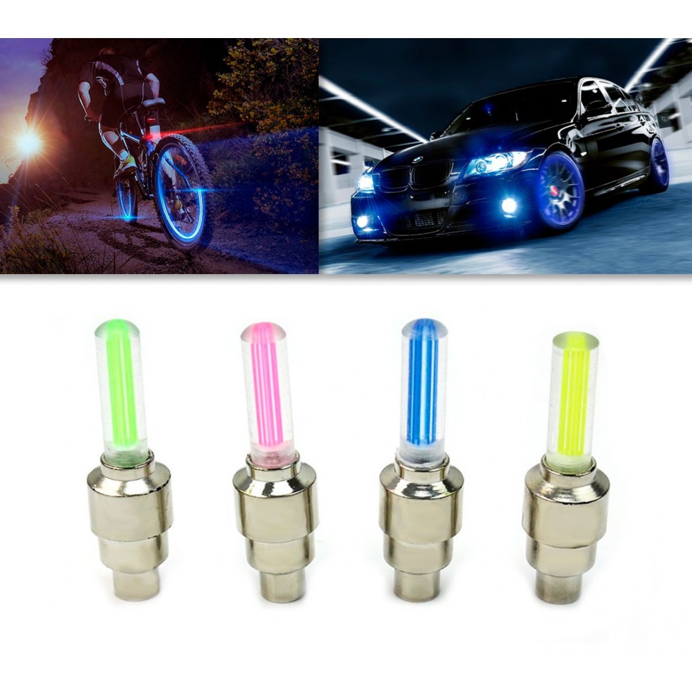 Pack 2 pz luci led fluorescenti per auto bici e moto decorazione ruote