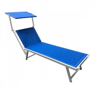 Lettino prendisole alluminio con parasole LUXURIOUS Beach 180X60X40 cm BLU