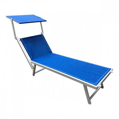 Lettino prendisole alluminio con parasole LUXURIOUS Beach 180X60X40 cm BLU