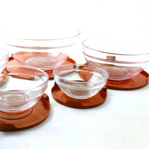 Set 5 contenitori in vetro impilabili ciotole cooking bowl per microonde Rosso