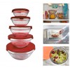 Set 5 contenitori in vetro impilabili ciotole cooking bowl per microonde Rosso