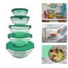 Set 5 contenitori in vetro impilabili ciotole cooking bowl per microonde Verde