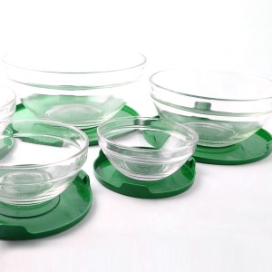 Set 5 contenitori in vetro impilabili ciotole cooking bowl per microonde Verde