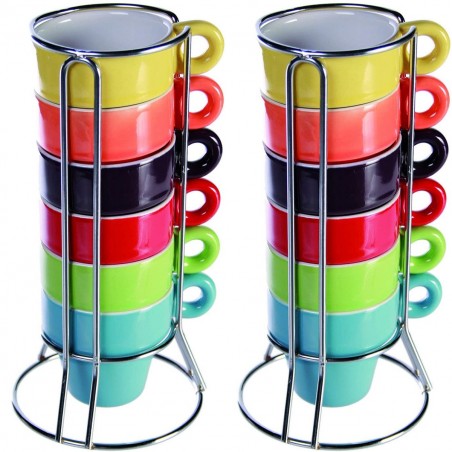 Mini Coffee Mug 788086 Set da 12 tazzine colorate per caffe' con stand 5x5 cm