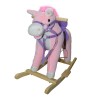 Cavallo a dondolo peluche e legno 432013 muove la bocca e fa il verso ROSA