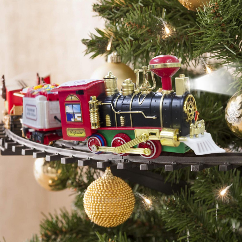 2 Trenini Di Natale In Legno – Decorazioni Natalizie Con 3 Carrozze, Mini Treno 20 Cm, Per Albero, Tavolo E Calendario Dell'Avvento