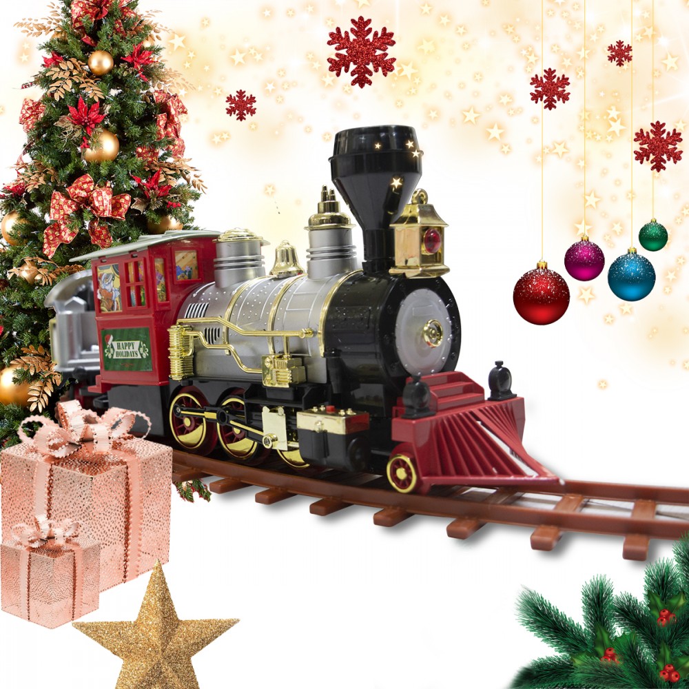 Albero Di Natale Con Trenino E Casette Treno per albero di Natale a batteria con luci e suoni 36 pezzi 908405