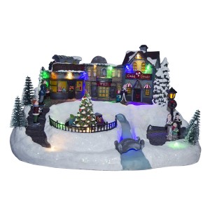 Villaggio natalizio decorazione TRENO 361001 movimento luci e musica 37x27x21 cm