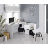 Scrivania con libreria integrata angolare 265964 con cassetti BIANCO e CEMENTO