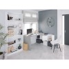 Scrivania con libreria integrata angolare 265964 con cassetti BIANCO e CEMENTO