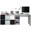 Scrivania con libreria integrata angolare 265964 con cassetti BIANCO e CEMENTO