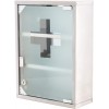 Armadietto porta medicinali con chiave acciaio inox vetro satinato 30x12x45h cm