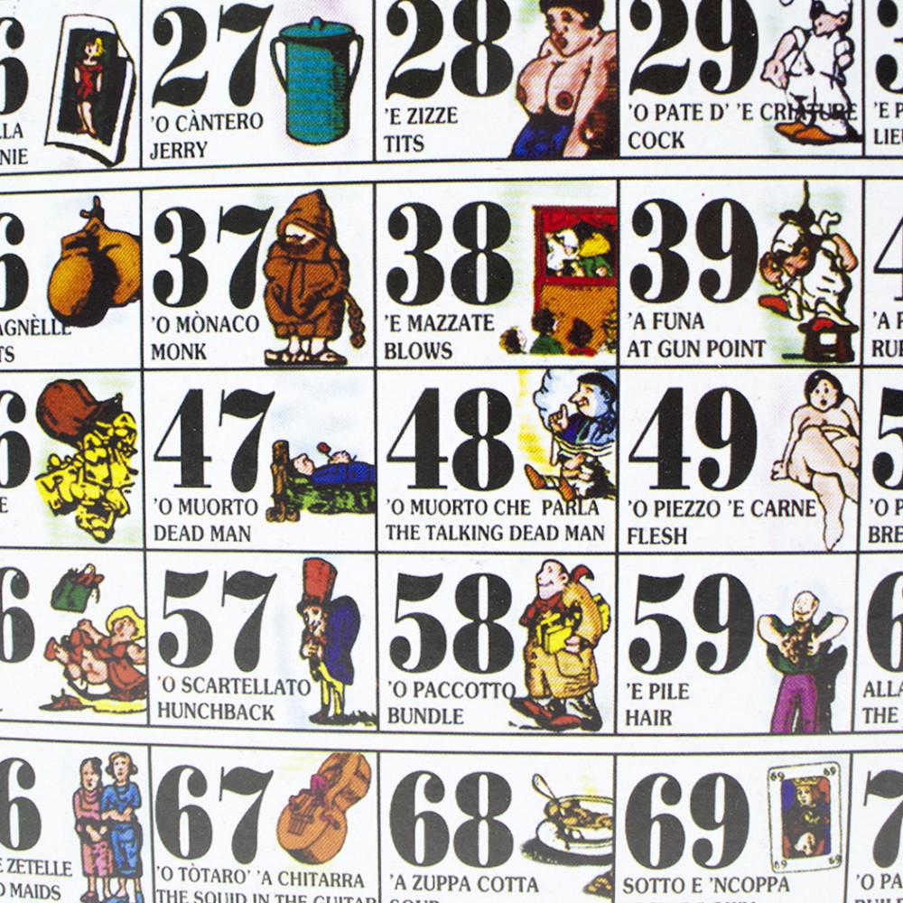 Tombola della smorfia napoletana 90 numeri in legno e 48 cartelle 423192